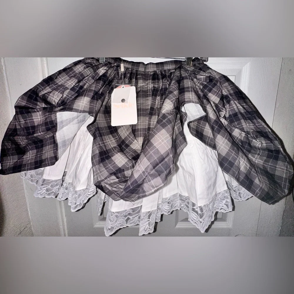 Selkie Cotton Plaid Ruffle Pleated Granger Mini Skirt - Picture 13 of 16